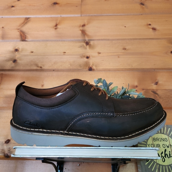Clarks Eastridge Moc Toe Oxford Dark Brown Leather Casual Dress Shoe Prep‎ Sz 13 main image 5